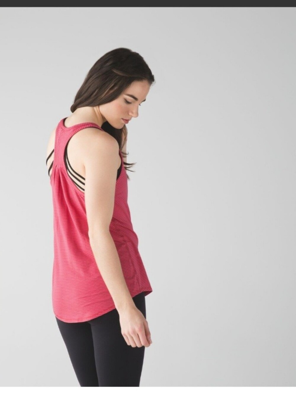 Lululemon Yogi Everyday Tank/Hyper Stripe Fireside Red Flash Light - Picture 3 of 11
